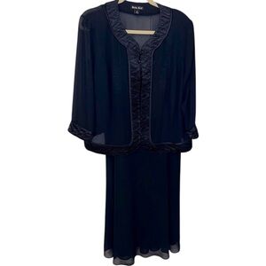 Mother of the Bride Navy Dress & Jacket Set Sz 18